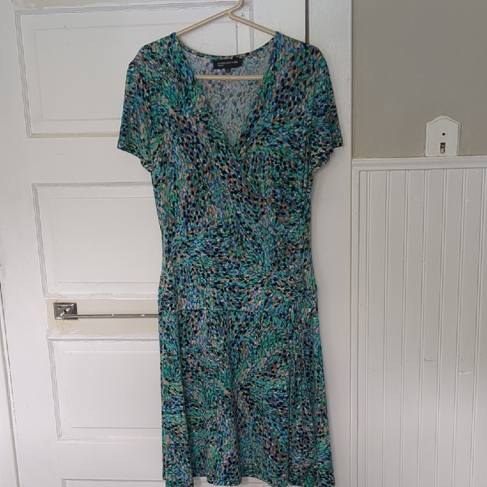 Jones New York Blue and Green Midi Dress